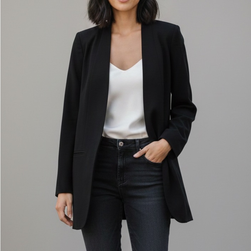 Eileen Fisher The Fisher Project Open Blazer in Black Tencel Sz. Small